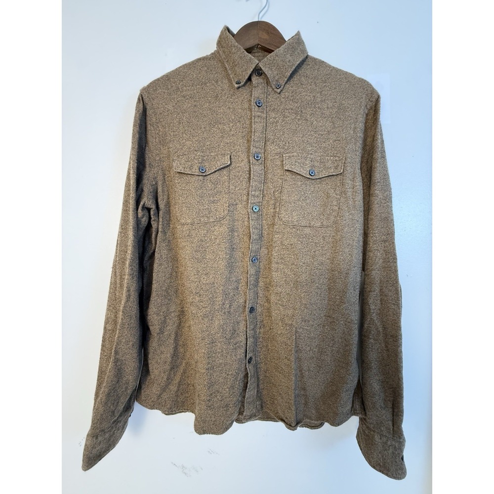 Express Men's M Tall Heather Brown Button Up Shirt Stretch Cotton Long Sleeve